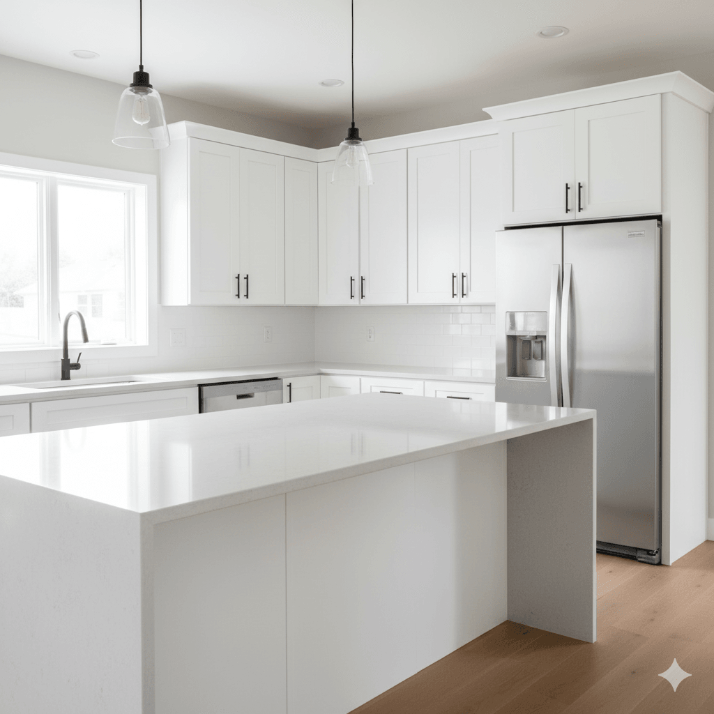 Dover White Shaker by JSI Cabinetry - Classic shaker style in bright white finish. Perfect for tra